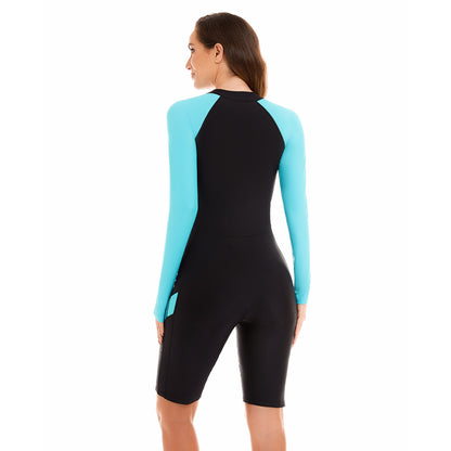 Women's Long Sleeve Surfing Bodysuit Versatile Swimwear with Flatlock Seams for Diving and Water Sports Model 28017