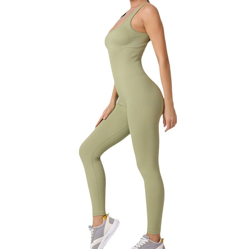 Women's All in One Stretchy Jumpsuit for Dance Fitness and Yoga Comfortable Sleeveless Bodysuit with for Activewear Lovers