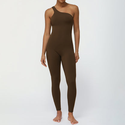 Seamless One Shoulder Bodysuit with Built in Bust Support Sculpting Lifting Yoga Outfit for Comfort and Style