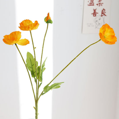 Icelandic Poppy Artificial Flower Bouquet for Home Decor - Elegant Silk Floral Arrangement for Living Room and Dining Table Accents