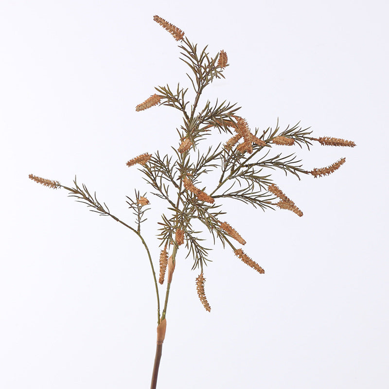 Autumn-Inspired Sage Green Faux Floral Decoration - Single Stem Plastic Pseudo-Basket Grass for Nordic Home Decor and Rustic Wedding Accents