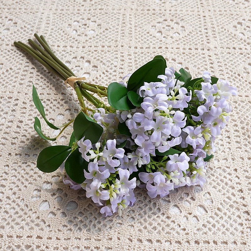 5-Branch Faux Lilac Bouquet - Realistic Silk Flowers for Home Décor, Weddings, and Photography Props