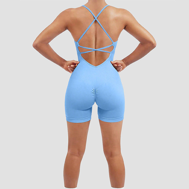 Women's Yoga Bodysuit Set Breathable Quick Dry Fitness Outfit for Elegant Summer Workouts