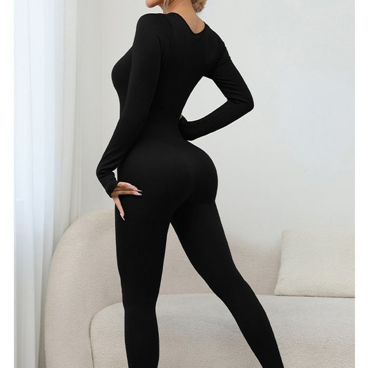 3 Color Seamless Long Sleeve Yoga Jumpsuits for Women Comfortable and for Fitness and Workout