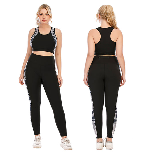 Plus Size Fitness Outfit Set Yoga Apparel with High Performance Leggings and Sports Bra for Comfort Ideal for Active Women AU TIME Sports Style 12059 12060