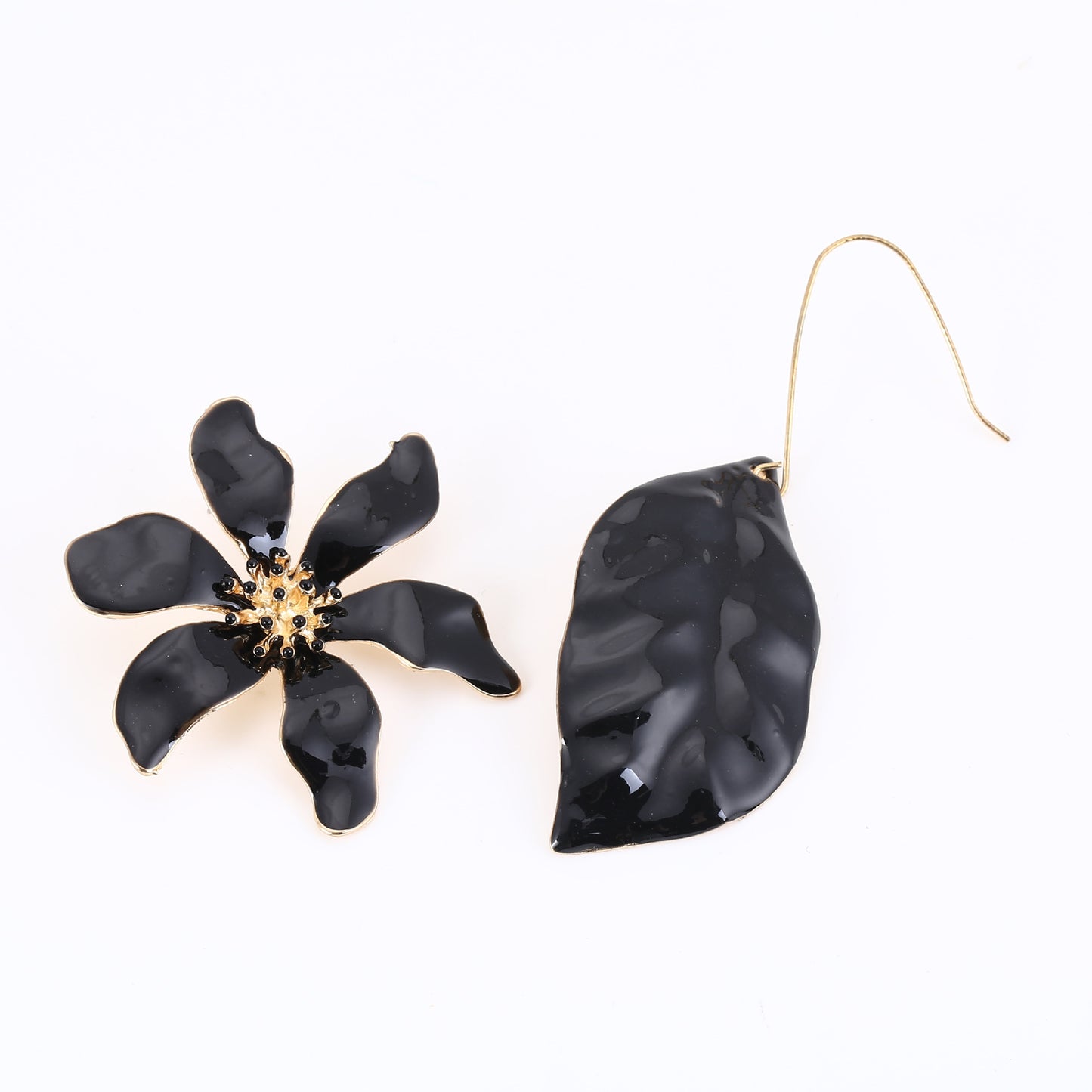 Trendy Oversized Floral and Leaf Drop Earrings with Sparkling Rhinestones – Chic & Versatile Earrings Inspired by High-End Fashion