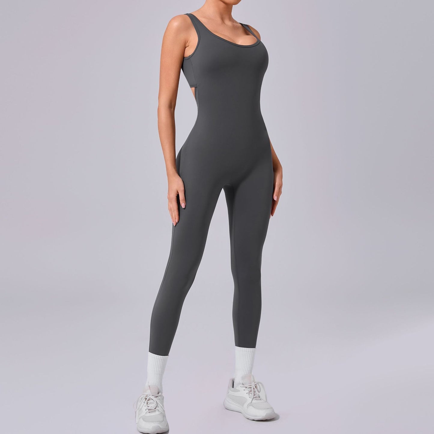 Sleeveless V Waist High Rise Slimming Bodysuit Sculpting Yoga and Outdoor Running Suit for Elevated Fitness Performance