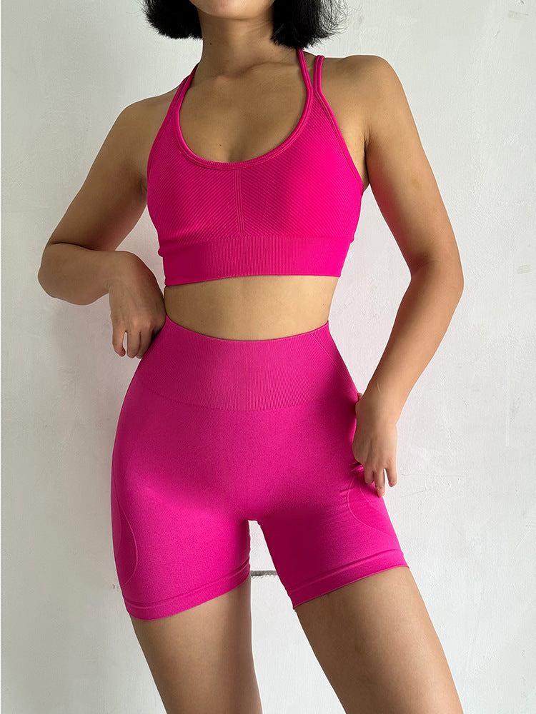 Seamless Backless Sports Bra and High Waisted Peach Lift Yoga Set for Fitness Yoga and Everyday Wear