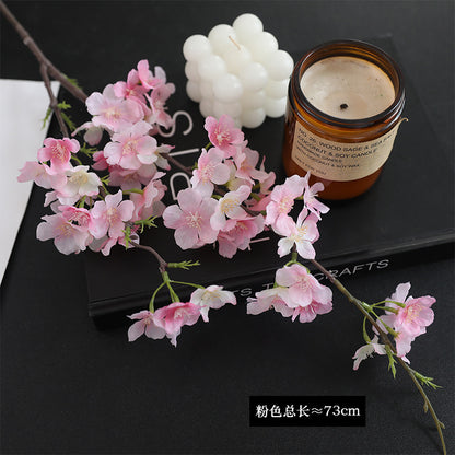 Stunning Realistic Double-Stem Silk Flowers - Japanese Cherry Blossom & Peach Blossom Arrangement for Living Room Décor, Window Display, Wedding Decorations, and Photographic Props