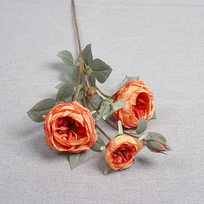 Realistic Faux Rose Single Stem with Burnt Edges – Perfect for Rustic Wedding Décor and Home Styling