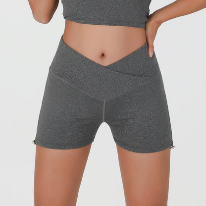 Women's Color Block Yoga Set with Zippered Short Sleeve Top and High Waisted Bum Lifting Shorts for Yoga Fitness and Everyday Wear