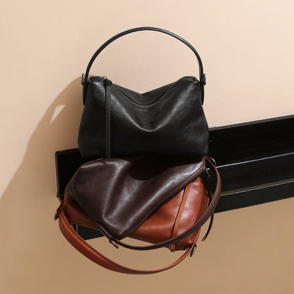 Luxurious Lazy Style Genuine Leather Pillow Bag Chic Commuter Underarm Tote for Women Blend of Elegance and Practicality