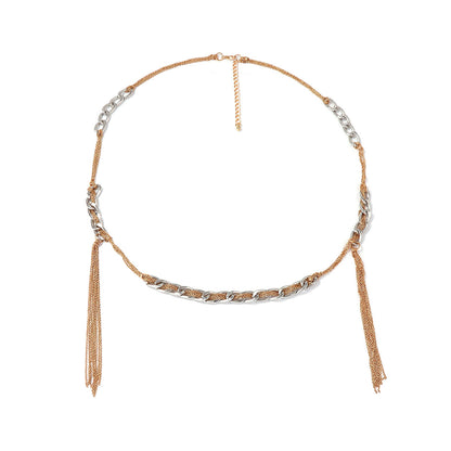 Chic Minimalist Layered Metal Chain Tassel Pendant Necklace - Trendy Casual Accessory for Effortless Style