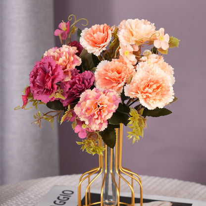 Realistic Faux Carnation Flower Bouquet - Perfect 5-Head Carnation Arrangement for Mother's Day Gift and Home Décor Enhancement