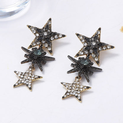 Exquisite Luxury Statement Long Tassel Earrings with Dazzling Rhinestone-Studded Pentagram Design - Perfect for Elevating Your Sophisticated Style
