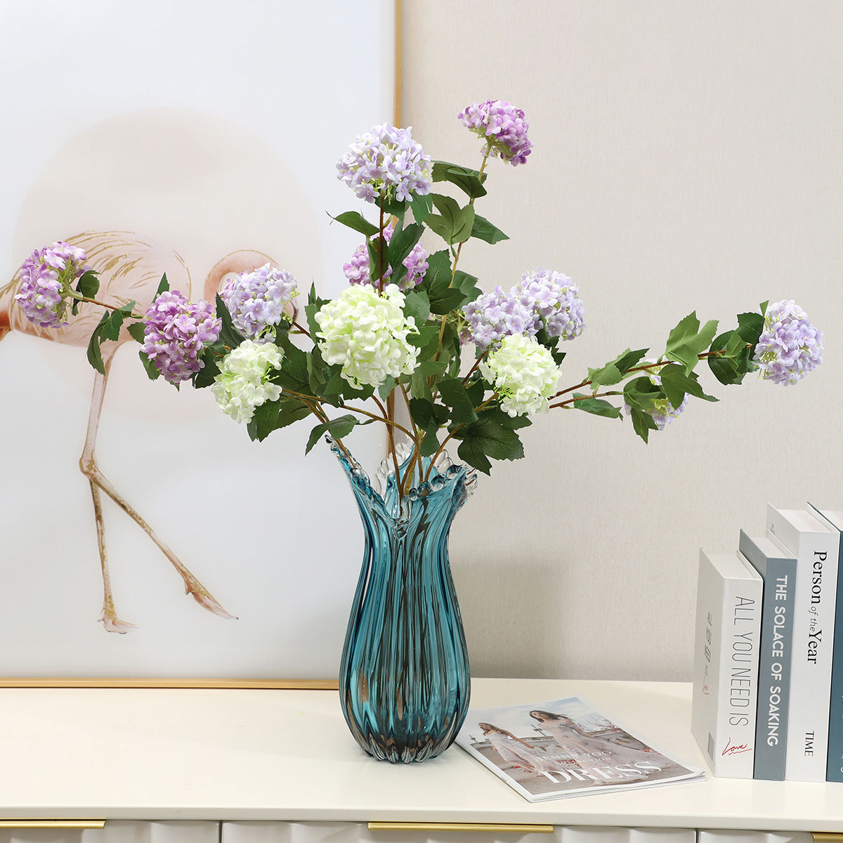 Elegant Nordic Style Wooden Hydrangea Artificial Flowers - Perfect for Home Décor, Living Room Accent, Floral Arrangements & Decorative Accessories