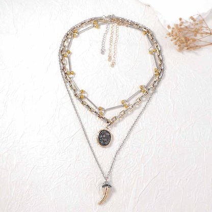 Unique Alloy Animal Horn Pendant Necklace Set - Three Chic Pieces for Effortless Style in Casual Wear - Perfect for the Modern Woman