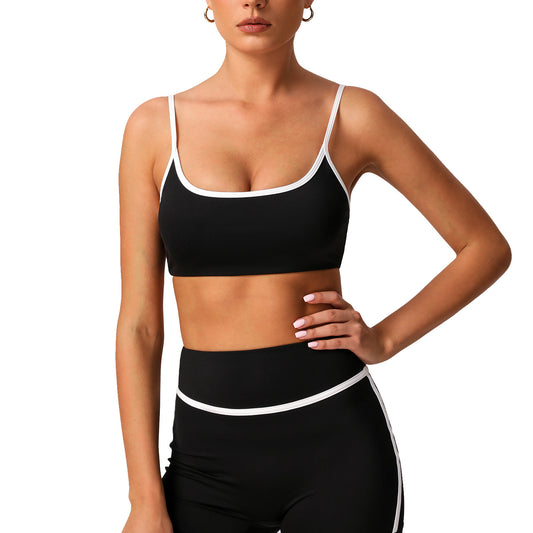 Vibrant Color Contrast Sports Bra with Quick Dry Fabric Padded for Support Shock Absorption Ideal for Yoga Running and Outdoor Workouts