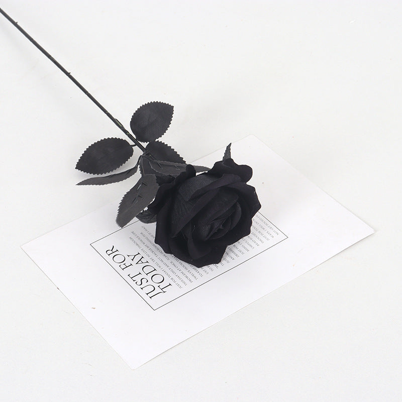 Dark Elegance: Faux Black Rose for Halloween Decor - Stunning Artificial Flowers for Spooky Celebrations and Elegant Arrangements