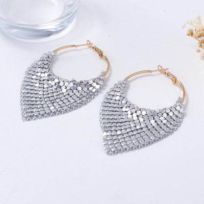 Chic Luxury Geometric Triangle Earrings - High-End Sparkling Statement Ear Cuffs for Trendy Fashionistas
