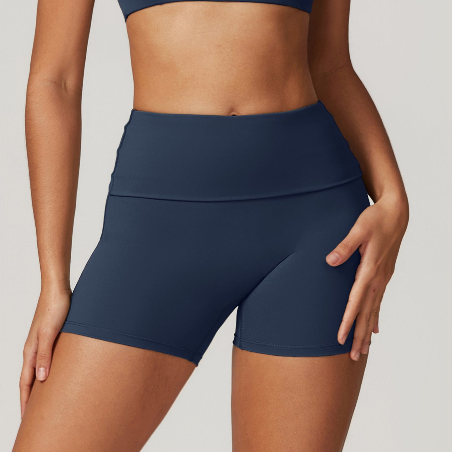 High Waisted Women's Yoga and Running Shorts Ultra Comfortable Tummy Control Summer Activewear with Fold Over Design for Enhanced Lift