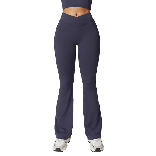 Eco Friendly Quick Drying High Waisted Yoga Flare Pants with Cross Design Enhance Your Curves in Comfort for All Day Active Wear