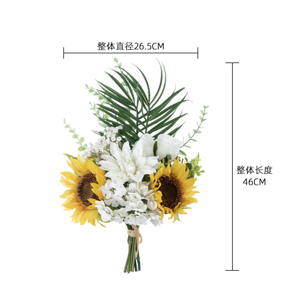 Stunning Sunflower Hand-tied Bouquet - Realistic Faux Flowers for Wedding Decor, INS Style Greenery CF8001