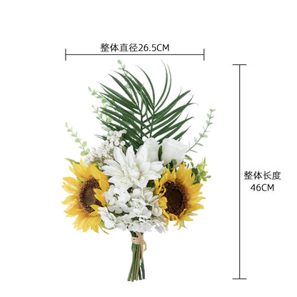 Stunning Sunflower Hand-tied Bouquet - Realistic Faux Flowers for Wedding Decor, INS Style Greenery CF8001