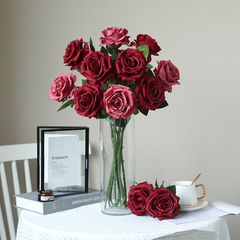 Realistic Single Large Rose Faux Flower - Perfect for Weddings, Home Decor, and Stylish Arrangements