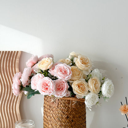 Stunning 5-Head Faux Peony and Persian Rose Bouquet - Perfect for Home Décor, Table Arrangements, and Wedding Decorations