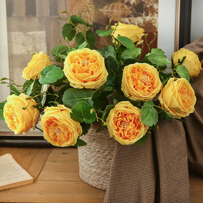 Realistic Touch Faux Austin Roses – Perfectly Moisturized Indoor Home Decor for Living Room, Bedroom, and Dining Table – Beautiful Artificial Flower Arrangement