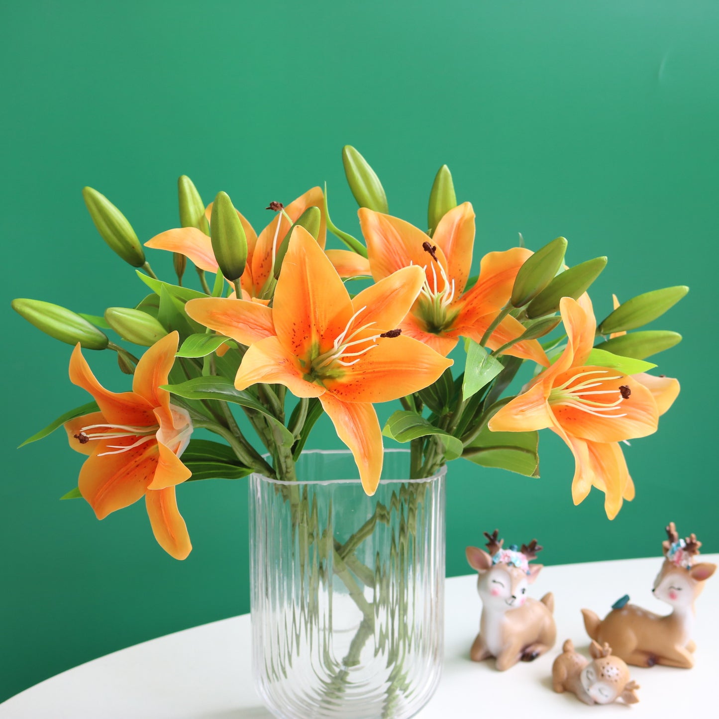 Realistic Artificial Lily Flower Stem - 3-Headed Faux Lily Home Décor for Wedding & Photography - Soft Touch & Durable Design