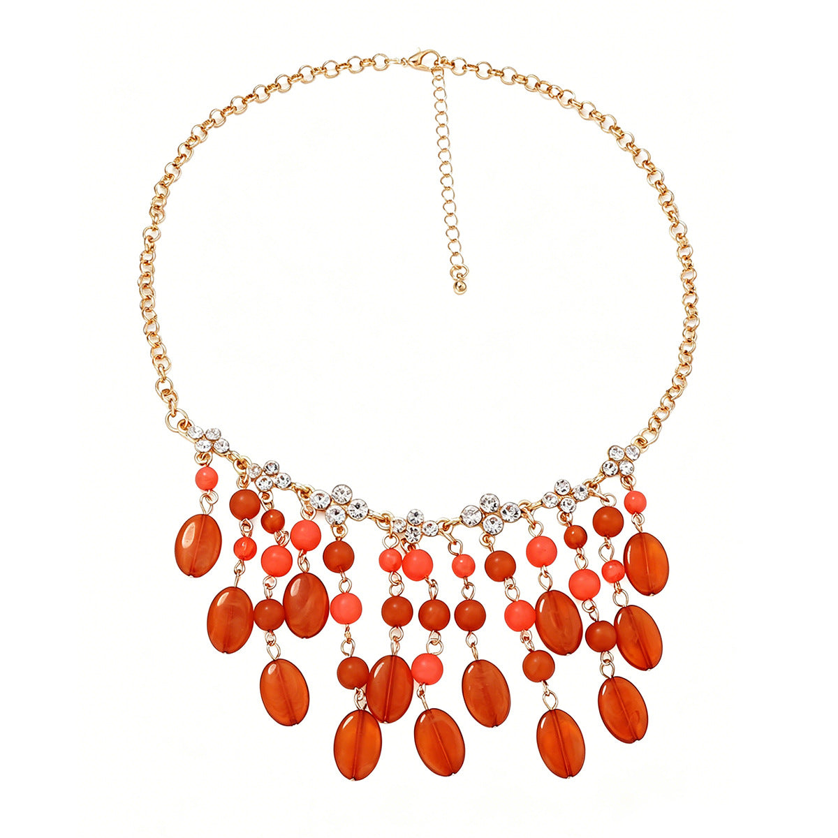 Elegant Resin  Shaped Tassel Necklace and Earring Set - Versatile and Chic Jewelry for Women