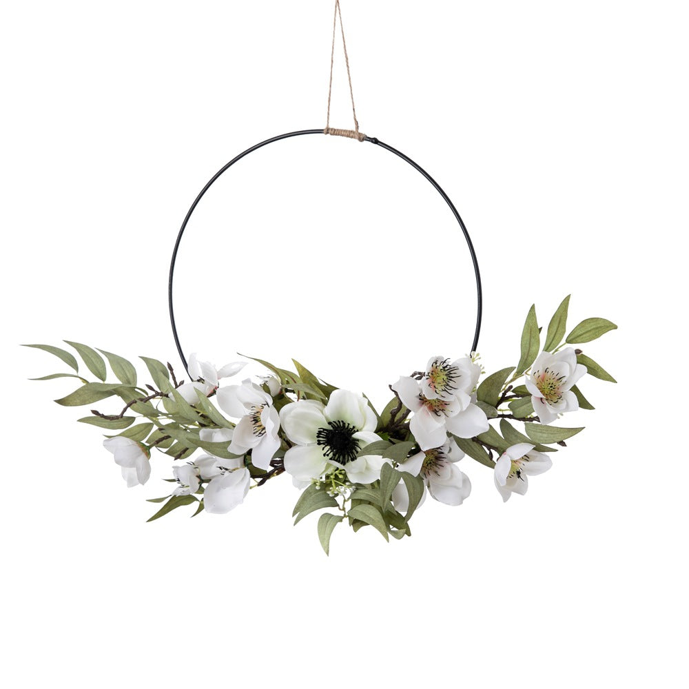 Charming Anas Tea Flower Half-Circle Faux Floral Wedding Bouquet - Elegant Wall Décor and Hanging Decoration - Perfect for Celebrations and Special Occasions