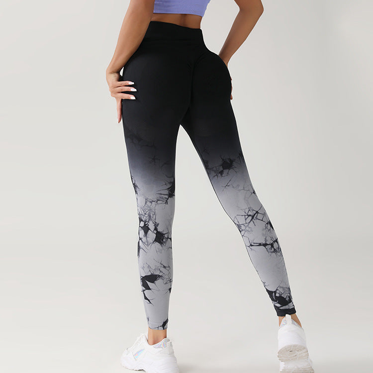 High Waisted Seamless Tie Dye Gradient Yoga Pants for Women Comfortable Butt Lifting Leggings for Running and Fitness