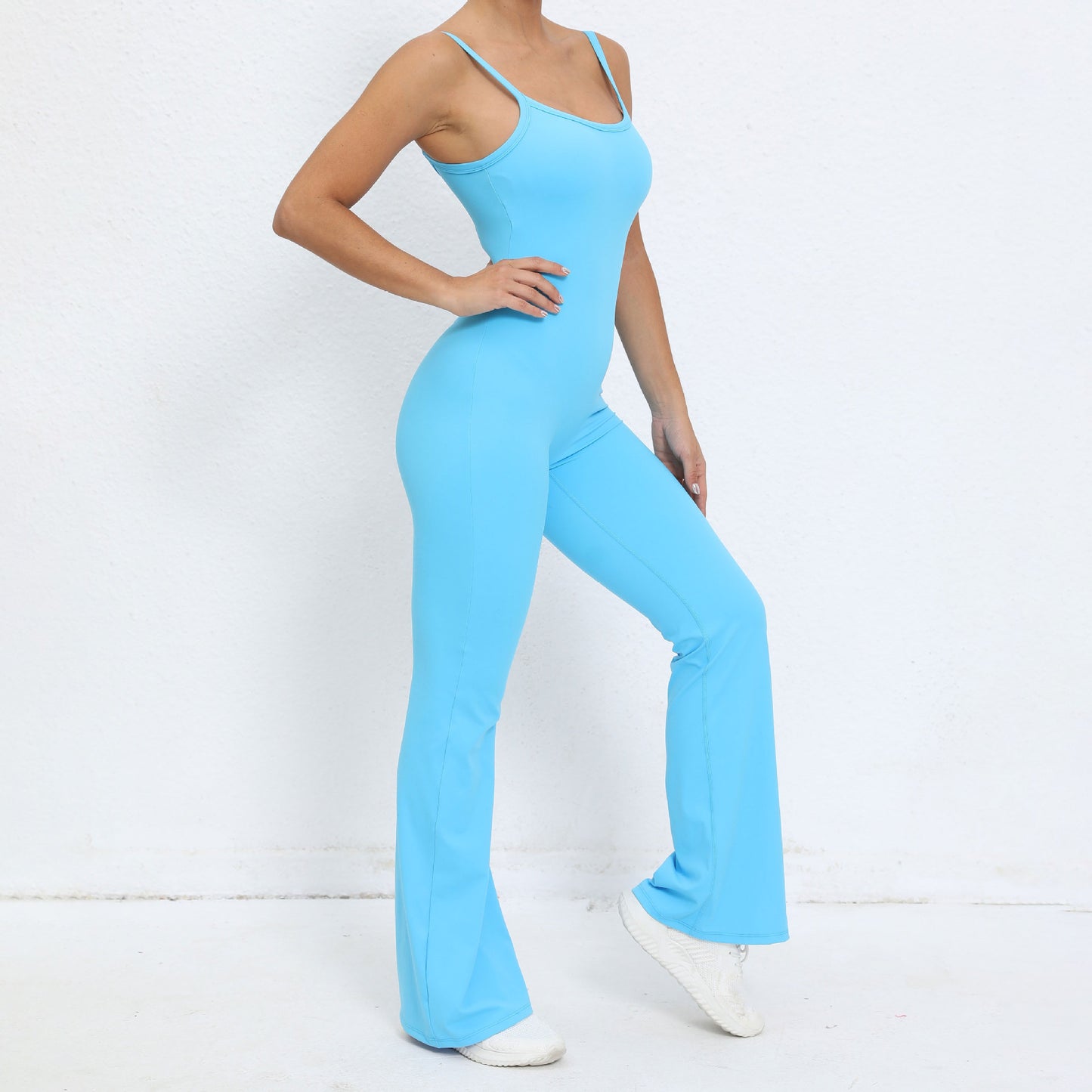 Slim Fit Yoga Jumpsuit for Women High Waisted Butt Lifting Workout Bodysuit with Flared Wide Leg Pants for Comfort and Style