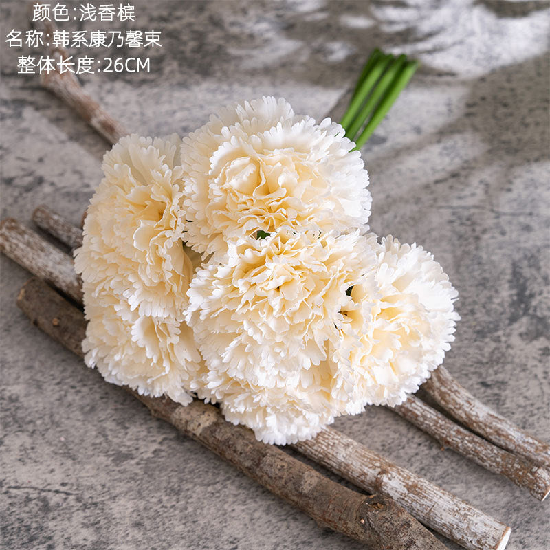 Stunning Mother’s Day Carnation Bouquet - Realistic Artificial Flowers for Home Decor, Weddings, and Special Events | DY1-402 Elegant Handheld Floral Arrangement