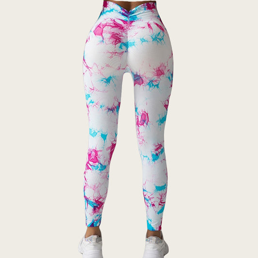 High Waisted Tie Dye Yoga Leggings for Women Butt Lifting Form Fitting Fitness Pants for Outdoor Activities and Training