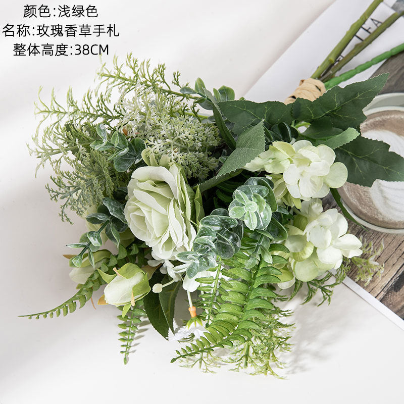 Elegant Rose and Herb Floral Handcrafted Wedding Bouquet – Stunning Wall Décor and Hanging Decor – Perfect for Celebrations & Special Occasions (CF01180)