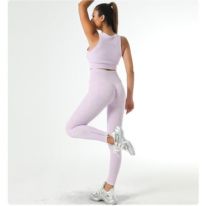 Seamless High Waisted Yoga Set for Women Zip Up Sports Bra Long Leggings for Fitness and Activewear