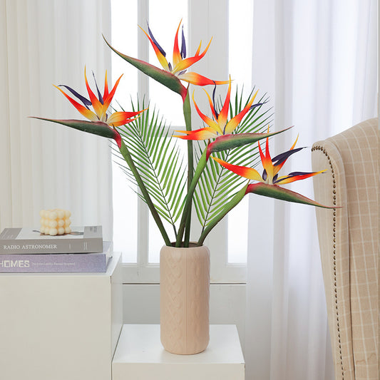 Vibrant Large Soft Rubber Feel Paradise Bird Faux Flower for Living Room, Entryway, and Home Décor – Stunning Long-Branch Design for Effortless Elegance