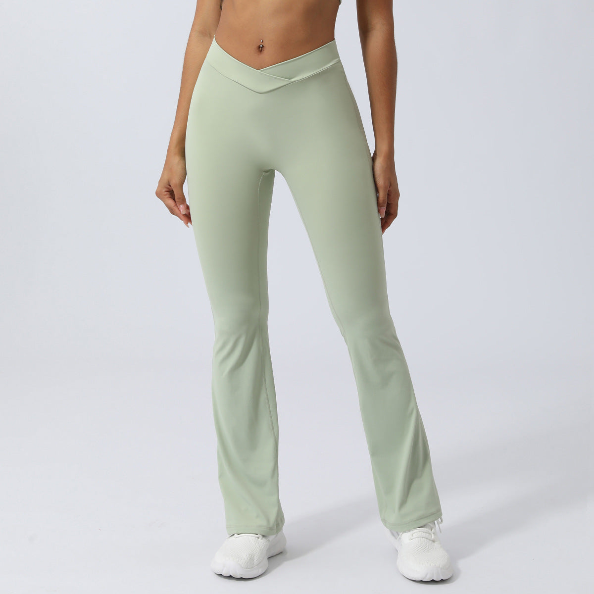 Cross V Shaped Fitness Flare Pants Butt Lifting Peachy Yoga Trousers with No Show Thong Line Quick Dry Athletic Leggings for Comfort and Style