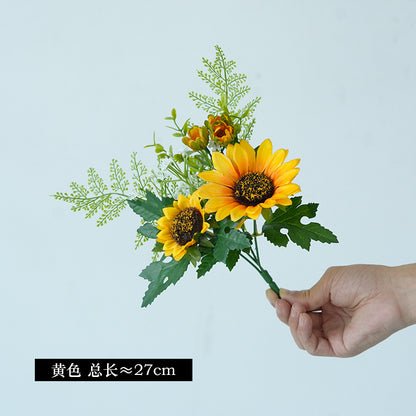 Realistic Artificial Sunflower Bouquet - Rustic Home Decor Fake Flowers Small Potted Sunflower Decorations for Charming Country Aesthetics