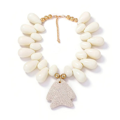 Exquisite Minimalist Natural Ocean-Inspired Vacation Necklace with Volcanic Stone, Starfish, and Tiny Fish Charms - Perfect Summer Accessory for Women