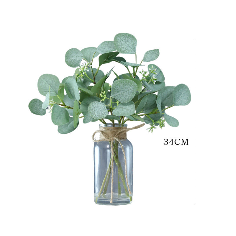 Lifelike Artificial Eucalyptus Money Leaf Arrangement - Stunning Fake Floral Display for Home Décor, Office Decoration, and Eco-Friendly Plants in Vase