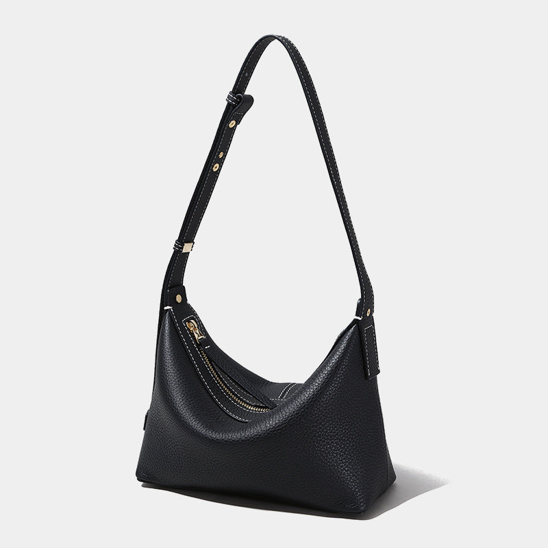 Genuine Grain Leather Hobo Bag Commuter Essential Versatile Crossbody for Everyday Chic Unique Design with Quality