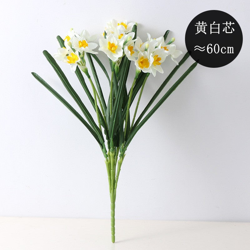 Luxurious Silk Daffodil Faux Flowers - Elegant Nordic Home Décor for Window Display and Soft Furnishings