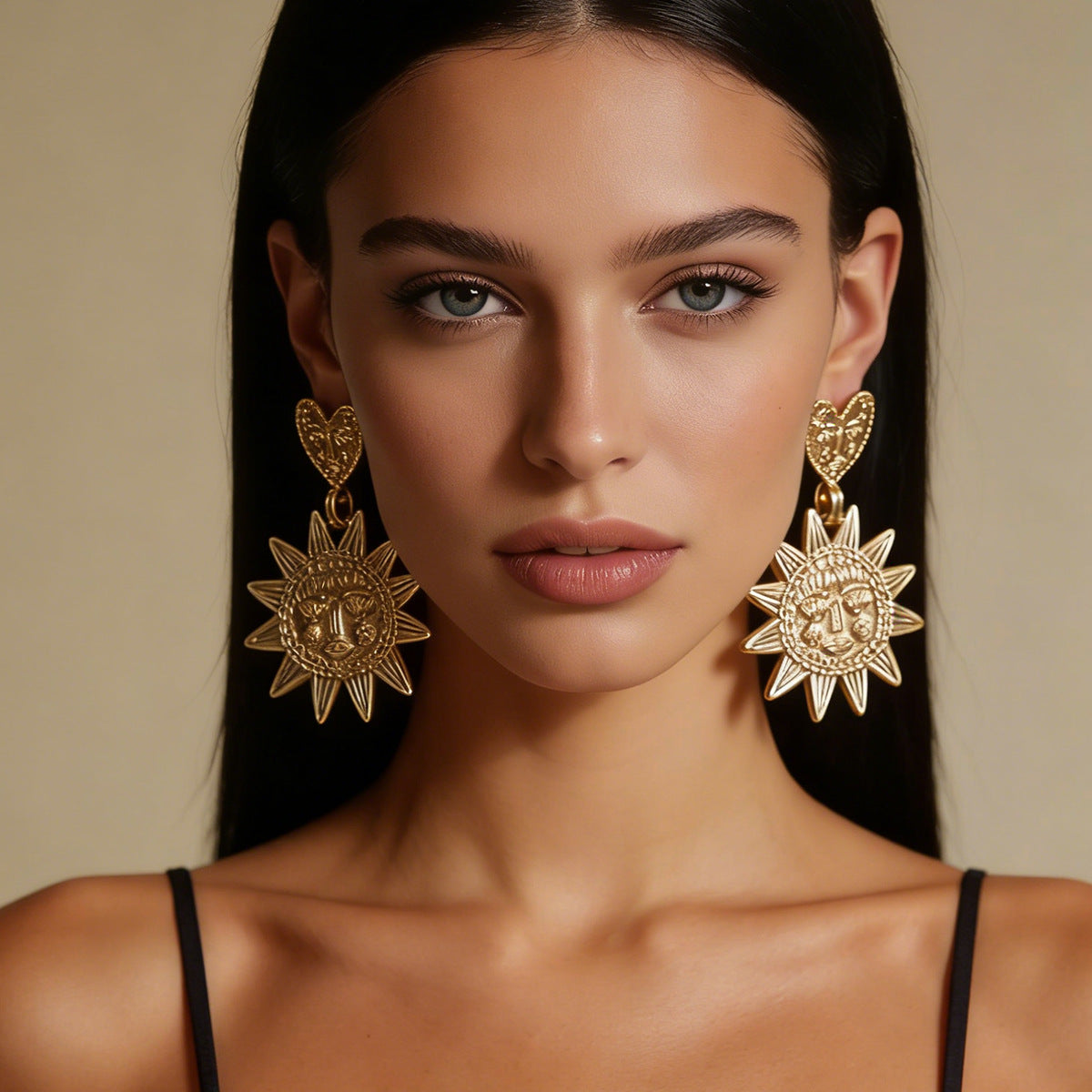 Unique Minimalist Alloy Sunflower Pendant Heart Earrings - Eye-Catching and Versatile Accessories for Every Occasion