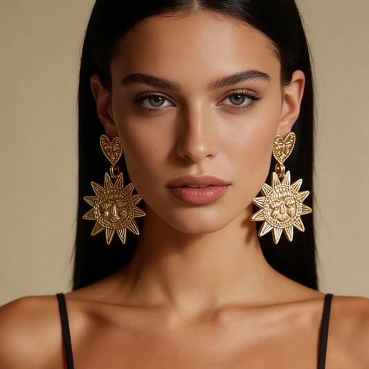 Unique Minimalist Alloy Sunflower Pendant Heart Earrings - Eye-Catching and Versatile Accessories for Every Occasion