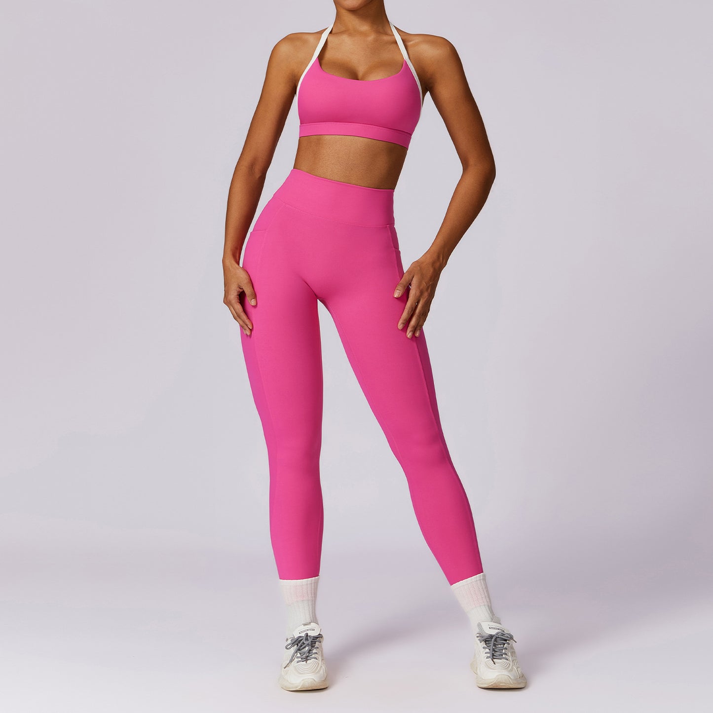 Spring Color Block Yoga Outfit Set for Women Versatile and Comfortable Fitness Apparel with High End Appeal for Yoga and Casual Wear